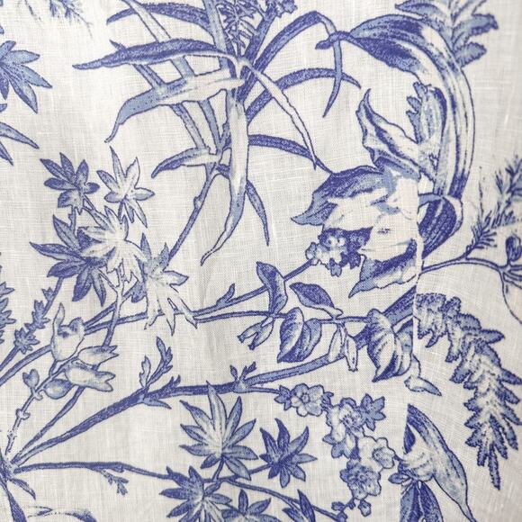 H&M Blue and White Floral Linen Wrapover Blouse, EUC, Size Small - Picture 11 of 13